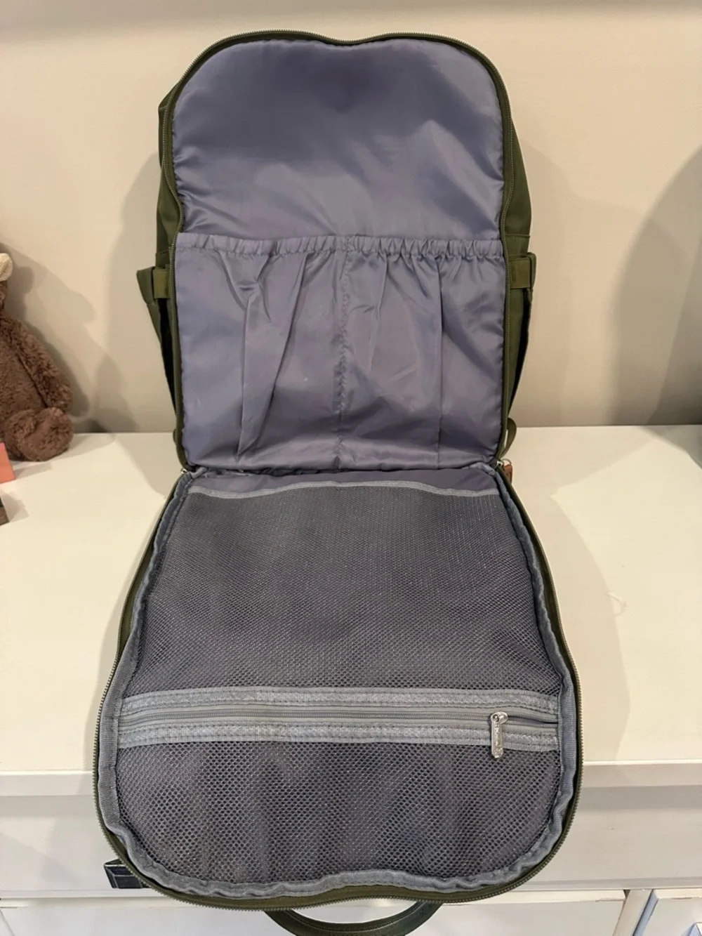 Olive Green Quilted Baby Backpack